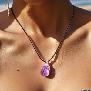Amethyst Crystal Pendants Cluster Raw Stone Necklace crystals Items for Boutique